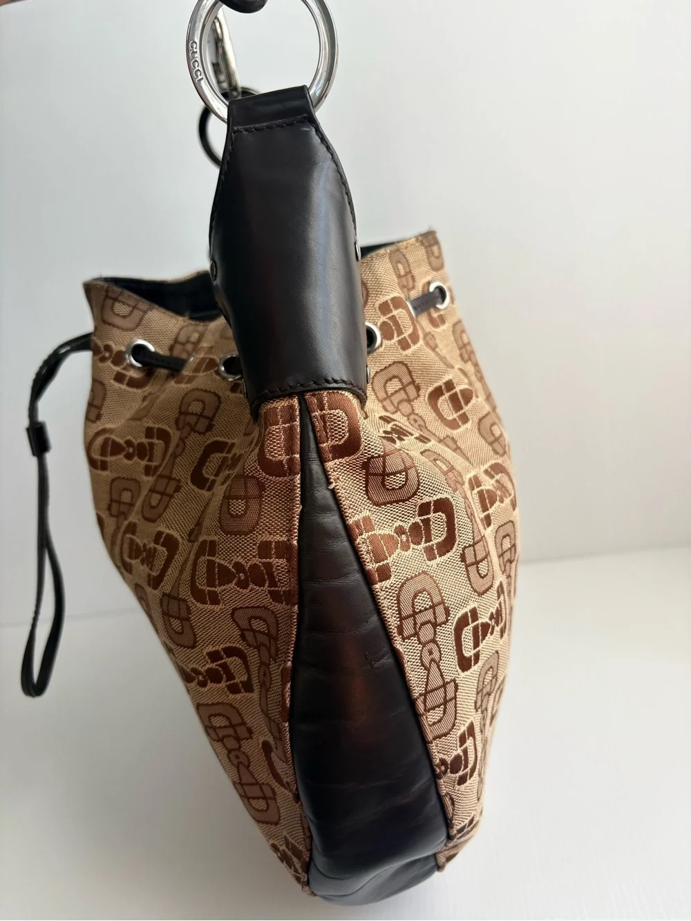 Gucci Horsebit Hobo Bag Canvas/Leather  Large Tote EUC 506631
